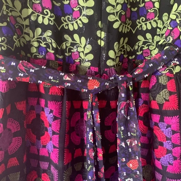 Anna Sui Floral Patchwork Mini Dress - Green and Pink - Picture 11 of 13